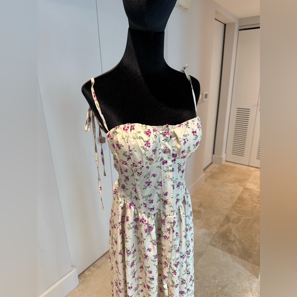 HOUSE OF CB inspired Maxi CORSET DRESS - size S - floral cream - NEW 🌸